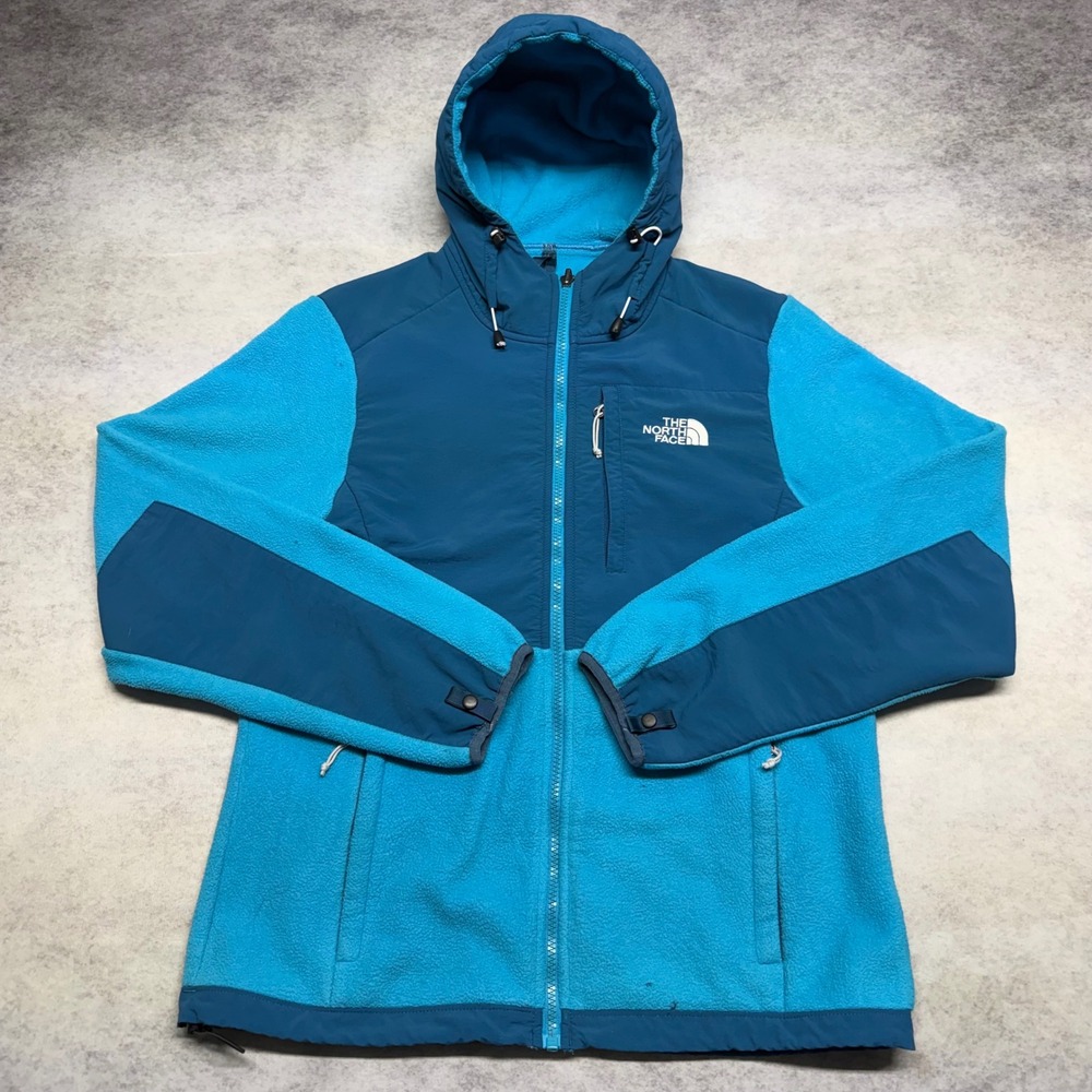 The North Face Denali 2 Hooded Fleece Jacket Womens Medium Blue Full Zip Hoodie